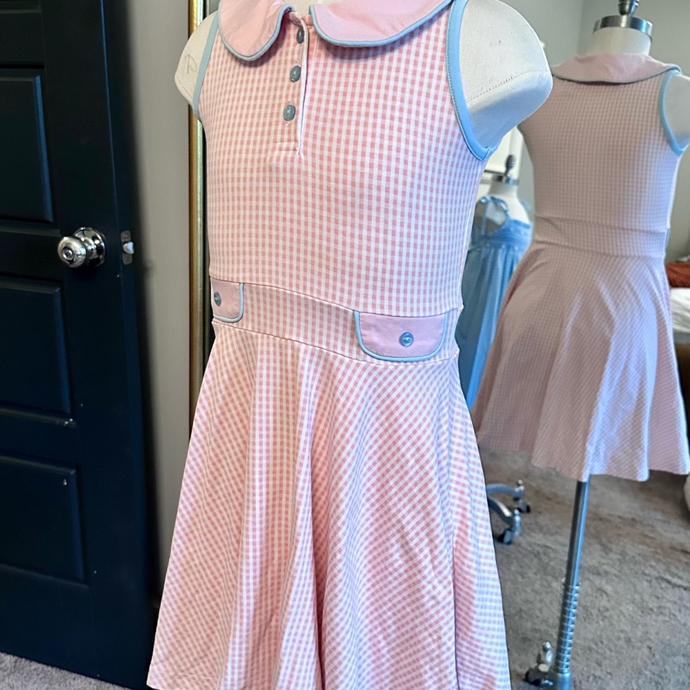 Serendipity Shrimp & Grits Pink Gingham Dress Girls L 7/8 Easter Spring